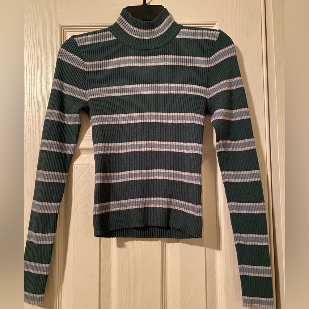 Striped turtleneck sweater by Sky and Sparrow. Size medium
